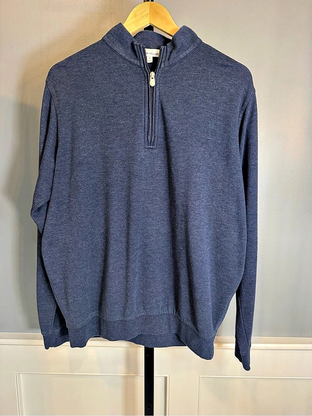 Peter Millar Crown Comfort Interlock Quarter Zip Pullover Blue Large